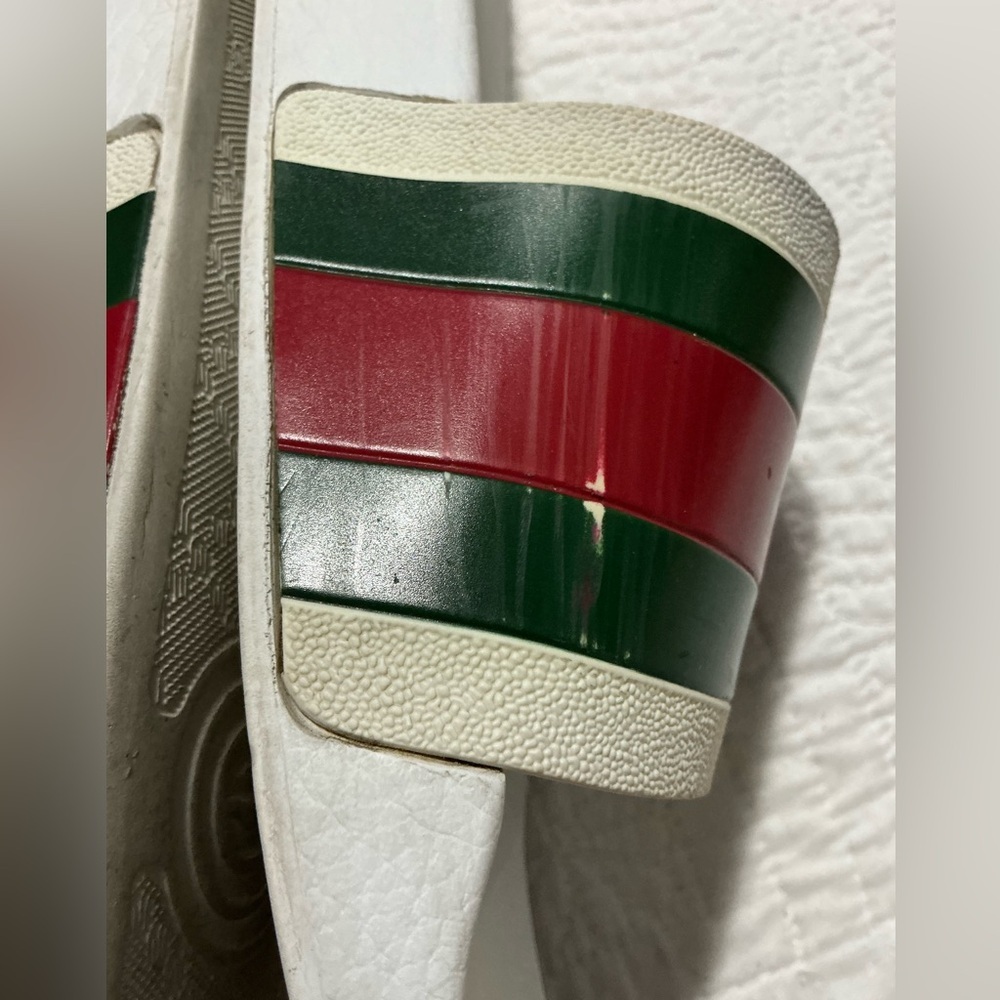 Gucci men’s web rubber slide sandal size 9 - Picture 10 of 15